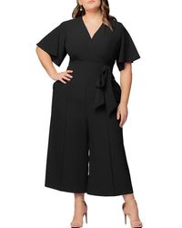Kiyonna - Evelyn Wide Leg Crop Jumpsuit - Lyst
