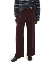 Mango - Mid Rise Straight Leg Belt Pants - Lyst