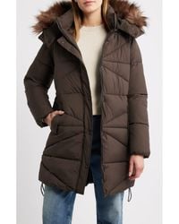 Sam Edelman - Faux Fur Trim Hooded Quilted Jacket - Lyst