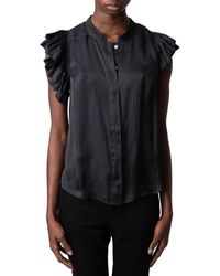Zadig & Voltaire - Tiza Ruffle Satin Button-up Blouse - Lyst