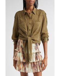 Isabel Marant - Valiane Button-Up Tie Front Top - Lyst