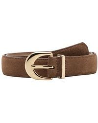 Mango - Oval Buckle Suede Belt - Lyst