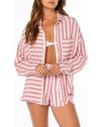 Roxy - Let's Get Away Button-Up Cover-Up Shirt - Lyst