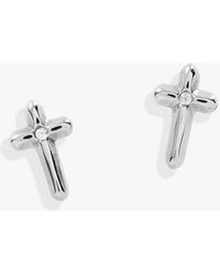 ALEX AND ANI - Cross Mini Stud Earrings Earrings - Lyst