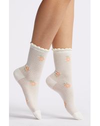 Casa Clara - Cherry Pointelle Combed Cotton Crew Socks - Lyst