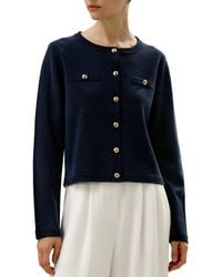 LILYSILK - Merino Wool Button-Front Sweater Jacket - Lyst