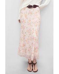 Mango - Christy Floral Lace Trim A-Line Midi Skirt - Lyst