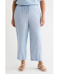 Anne Klein - Crop Wide Leg Drawstring Linen Blend Pants - Lyst