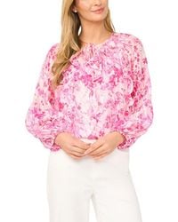Halogen® - Tie Front Ruffle Long Sleeve Top - Lyst