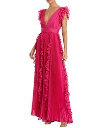 Mac Duggal - Pleated Ruffle Cap Sleeve Flowy A Line Gown - Lyst