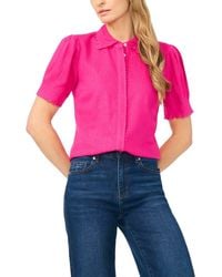 Cece - Scallop Detail Button-Up Shirt - Lyst