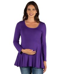 24seven Comfort Apparel - Maternity Long Sleeve Swing Style Flared Tunic Top - Lyst