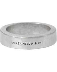 AllSaints - Smooth Sterling Silver Ring - Lyst