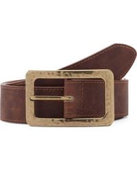 Mango - Square Buckle Textured Belt - Lyst