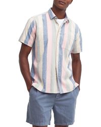 Barbour - Portwell Summer Fit Stripe Short Sleeve Linen & Cotton Button-up Shirt - Lyst