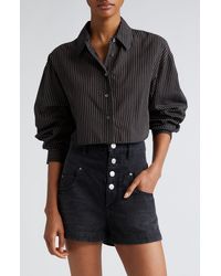Isabel Marant - Isabel Marant Étoile Eliora Stripe Crop Cotton Button-up Shirt - Lyst