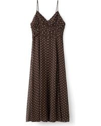 Mango - Ruched Dot Sleeveless Maxi Dress - Lyst