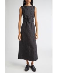 Thom Browne - Bateau Neck Silk Moiré Belted Dress - Lyst