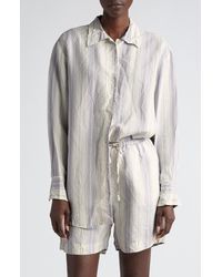 BITE STUDIOS - Portico Stripe Rumpled Satin Button-up Shirt - Lyst