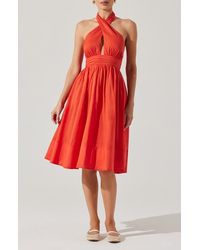 Astr - Kalia Halter Neck Linen & Cotton Dress - Lyst