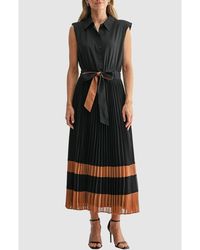 Mila + Mate - Pleated Cap Sleeve Button-Up Shirtdress - Lyst