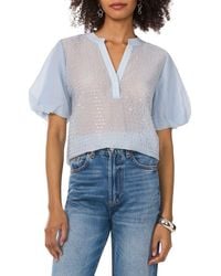 Vince Camuto - Sequin Stripe Puff Sleeve Top - Lyst