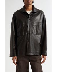 Lemaire - Stand Collar Leather Shirt Jacket - Lyst