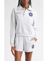 Sporty & Rich - X '47 Mlb New York Yankees World Series Cotton Fleece Polo Sweatshirt - Lyst