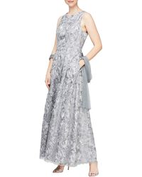 Alex Evenings - Pewter A-line Embroidered Dress - Lyst