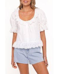 Petal & Pup - Anouk Eyelet Trim Button-Up Top - Lyst