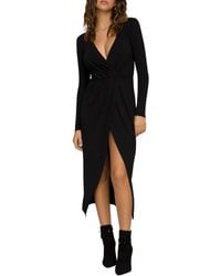 good american long sleeve wrap dress