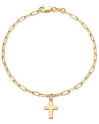 DEVATA - Cross Charm Paperclip Chain Bracelet - Lyst