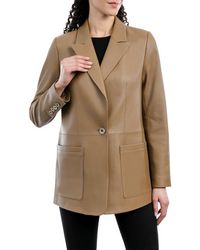 Michael Kors - Oversized Leather Blazer Jacket - Lyst