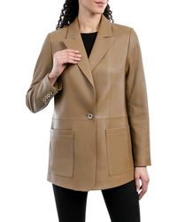Michael Kors - Oversized Leather Blazer Jacket - Lyst