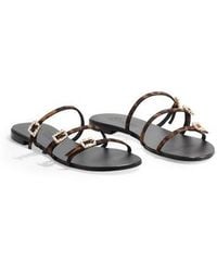 Temperley London - Eclipse Leather Flat Sandals - Lyst
