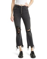 Hidden Jeans - Distressed Button Fly Straight Leg Jeans - Lyst