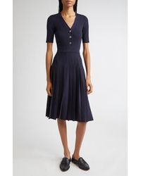 Thom Browne - Mixed Stitch Wool & Silk Midi Dress - Lyst
