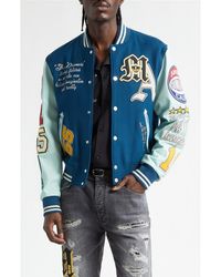 Amiri - Varsity Patch Wool Blend & Leather Jacket - Lyst