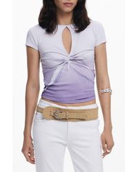 Desigual - Keyhole Twist Ombré T-Shirt - Lyst