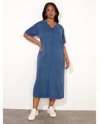 Live Unlimited - V-Neck Midi T-Shirt Dress - Lyst