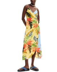 Desigual - Tropical Wrap Midi Dress - Lyst