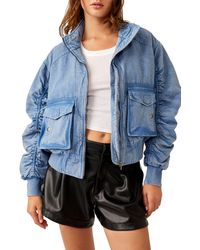 Free People - Flying High Cotton & Linen Bomber Jacket - Lyst