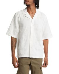 Officine Generale - Eren Oversize Bandana Texture Short Sleeve Camp Shirt - Lyst