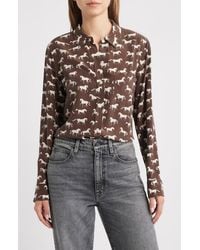 Rails - Kate Horse Print Silk Button-Up Shirt - Lyst