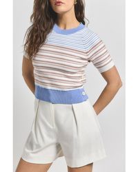 10 Crosby Derek Lam - Case Mixed Stripe Short Sleeve Sweater - Lyst