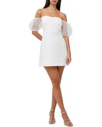 French Connection - Whisper Puff Sleeve Off The Shoulder Minidress - Lyst