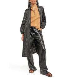 Misook - Eyelet Open Front Faux Leather Longline Jacket - Lyst