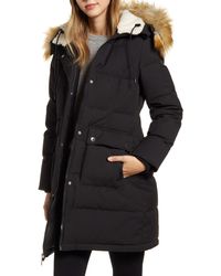 Sam Edelman Down & Feather Puffer Coat With Faux Fur Trim - Black