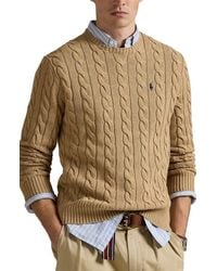 Polo Ralph Lauren - Cable Knit Cotton Crewneck Sweater - Lyst