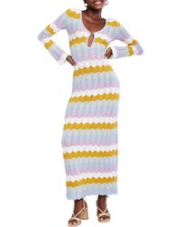 CAPITTANA - Ella Stripe Long Sleeve Knit Cover-up Dress - Lyst